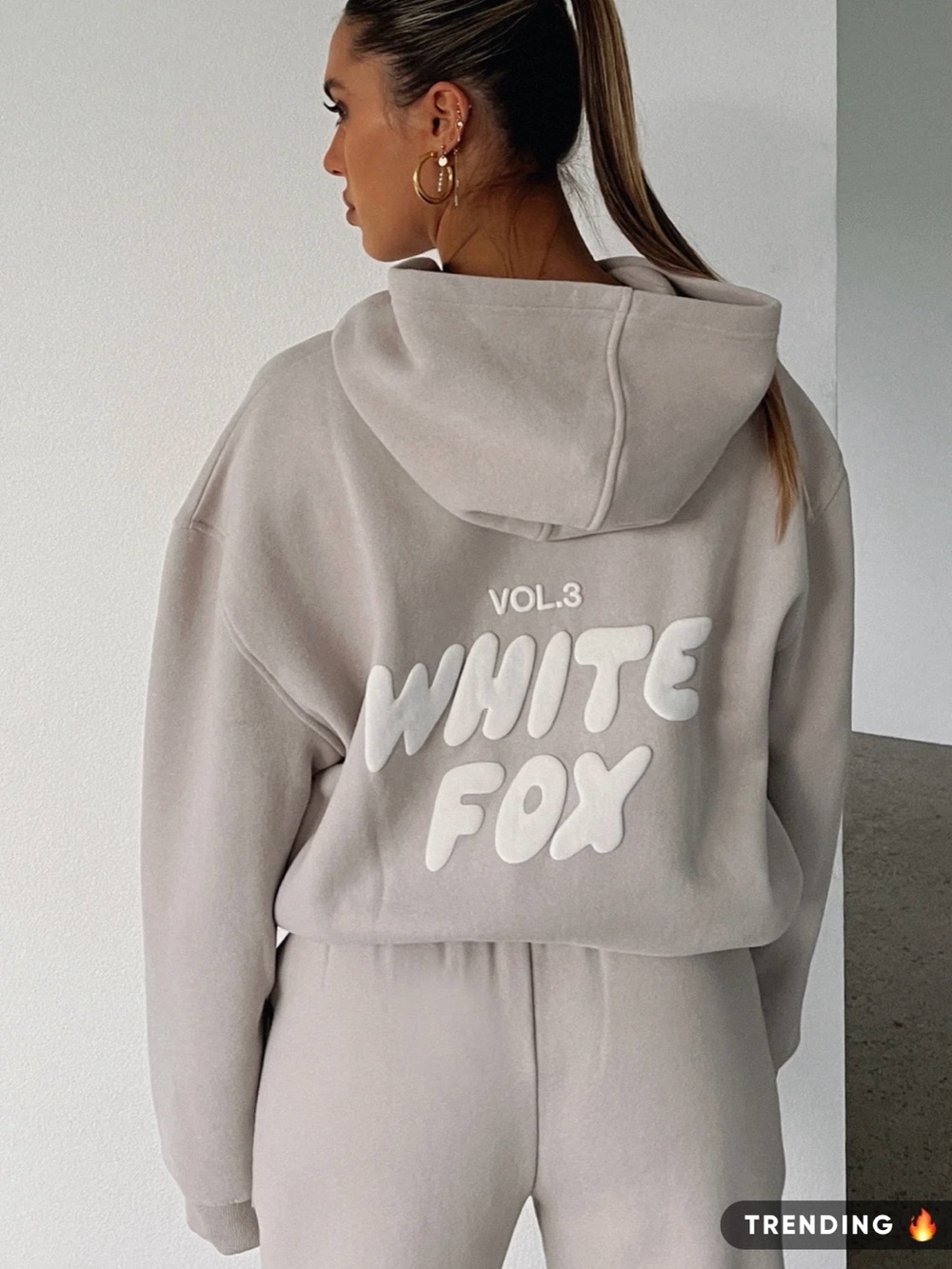White Fox Hoodie in color moon